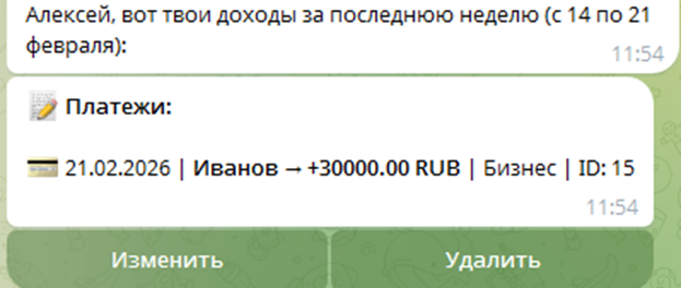 Пример общих расходов из Марты